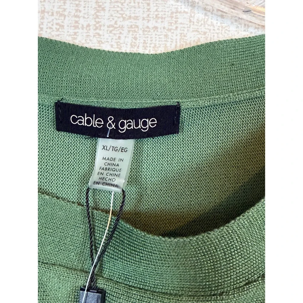 Cable & Gauge Womens XL Myrtle Green Boat‎ Neck Button Shoulder Knit Sweater NEW